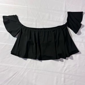 Womens Black Flowy Crop Top